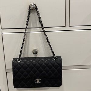 CHANEL mini flap bag black shiny caviar leather with brushed gold hardware
